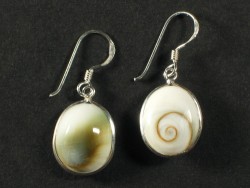 Operculum earring pair oval w/silver 1,5cm