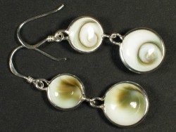 Operculum earring pair double w/silver 0,8/1cm