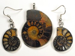 Ammonite pendant and earrings from Morocco 3,5/2,1cm