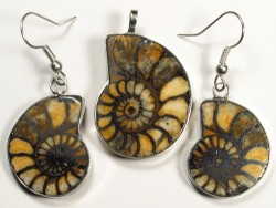 Ammonite pendant and earrings from Morocco 3,0/2,5cm