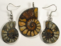 Ammonite pendant and earrings from Morocco 3,4/2,5cm