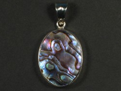 Paua pendant oval w/silver 2,6cm *unique*