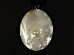 Freshwater shell pendant oval with pearl 4,5cm *unique*