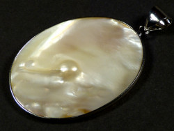 Freshwater shell pendant oval with pearl 4,5cm *unique*